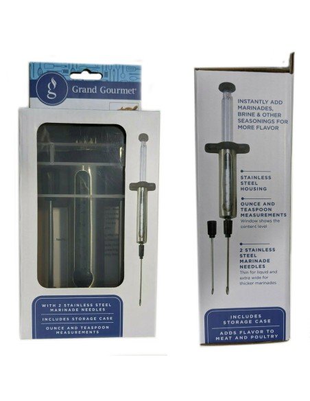 ⭐ Jeringa Inyector Sazonador De Carnes Agujas Adobar Pollo Pernil Pavo Relleno Cocina