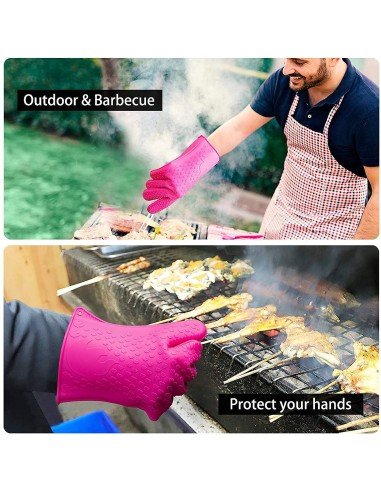 ⭐ Guantes de Silicona BBQ Termo Resistente Calor Horno