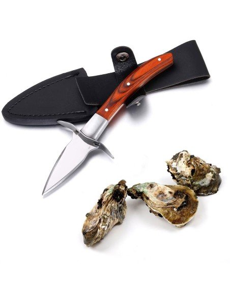 ⭐ Cuchillo De Abridor De Ostras en Acero Inoxidable y estuche