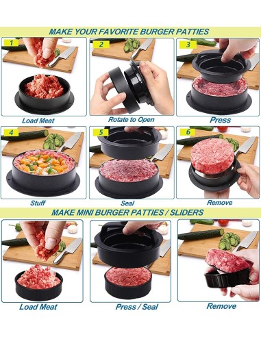 ⭐ Prensa Molde Para Hamburguesas Grande 3 En 1 carne arepa