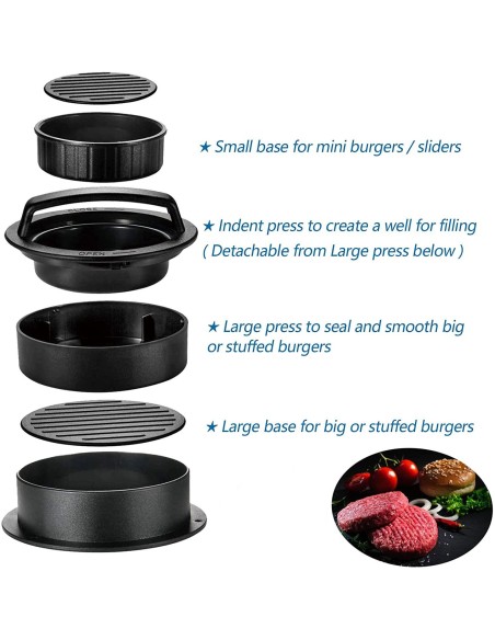⭐ Prensa Molde Para Hamburguesas Grande 3 En 1 carne arepa ⭐ Prensa Molde Para Hamburguesas Grande 3 En 1 carne arepa