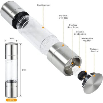 ⭐ Molinillo De Sal Pimienta 2en1 Pimentero Especias Acero Inoxidable Condimentos Práctico