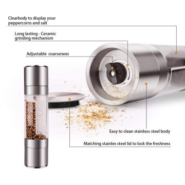 ⭐ Molinillo De Sal Pimienta 2en1 Pimentero Especias Acero Inoxidable Condimentos Práctico