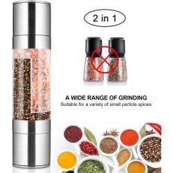 ⭐ Molinillo De Sal Pimienta 2 en1 Pimentero Especias Acero Inoxidable Condimentos Práctico
