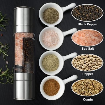 ⭐ Molinillo De Sal Pimienta 2en1 Pimentero Especias Acero Inoxidable Condimentos Práctico