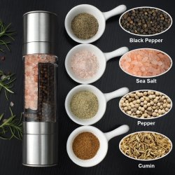 ⭐ Molinillo De Sal Pimienta 2 en1 Pimentero Especias Acero Inoxidable Condimentos Práctico