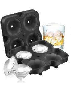 Molde De Silicona Para Hacer 4 Diamantes 3D Hielo Whiskey