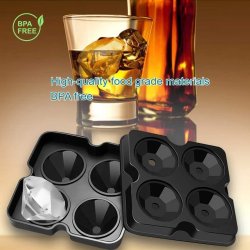 ⭐  Molde De Silicona Para Hacer 4 Diamantes Hielo Whiskey Ice Mold Chocolate Helado