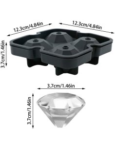 Molde De Silicona Para Hacer 4 Diamantes 3D Hielo Whiskey 2