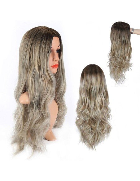 ⭐ Peluca Balayage Cosplay kanekalon degradee Ceniza