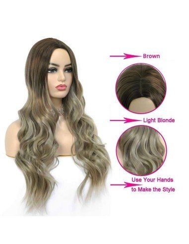 ⭐ Peluca Balayage Cosplay kanekalon degradee Ceniza