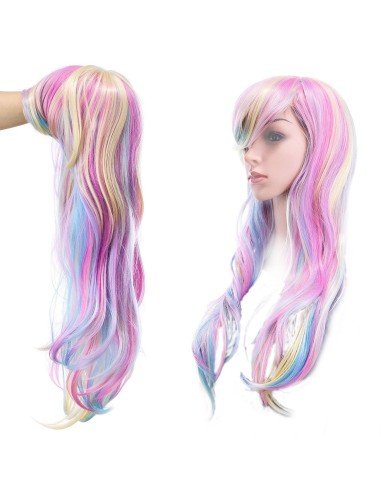 ⭐ Peluca Cosplay Rainbow Arcoiris Unicornio Sirena