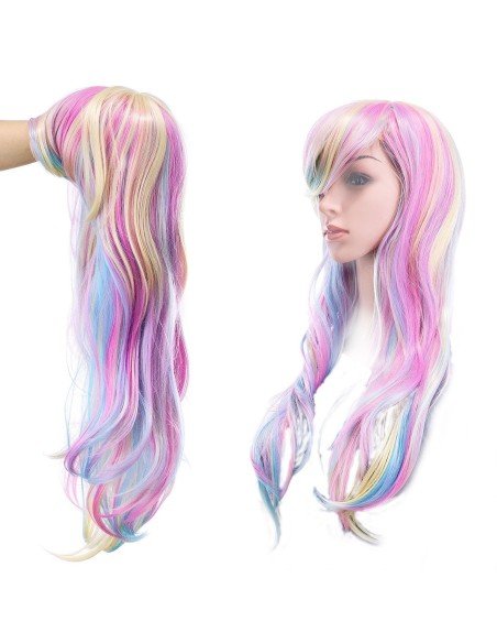 ⭐ Peluca Cosplay Rainbow Arcoiris Unicornio Sirena ⭐ Peluca Cosplay Rainbow Arcoiris Unicornio Sirena
