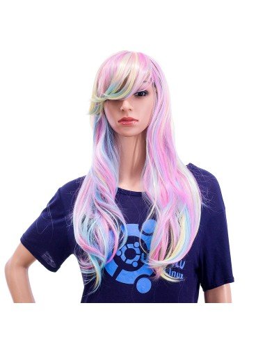 ⭐ Peluca Cosplay Rainbow Arcoiris Unicornio Sirena