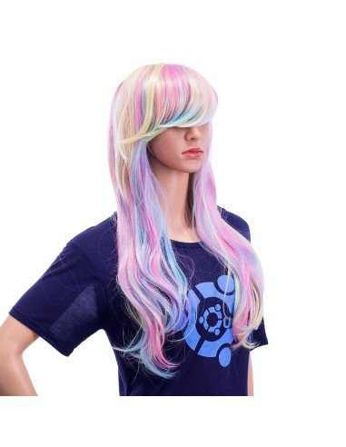 ⭐ Peluca Cosplay Rainbow Arcoiris Unicornio Sirena
