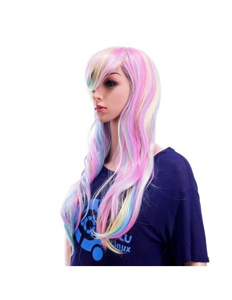⭐ Peluca Cosplay Rainbow Arcoiris Unicornio Sirena ⭐ Peluca Cosplay Rainbow Arcoiris Unicornio Sirena