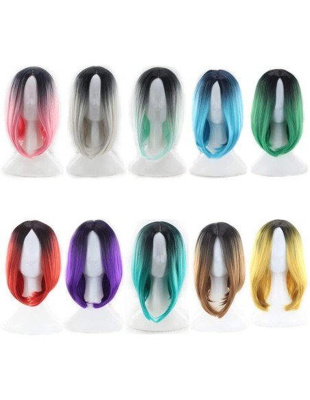 ⭐  Peluca Balayage Cosplay Degradee Kanekalon 30cm Uso Diario