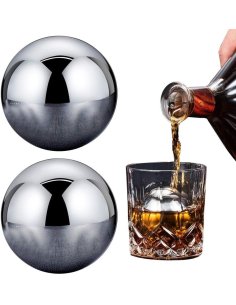 Setx2 Bolas Hielo enfriar Whiskey Ice Rocks en Acero Inoxidable