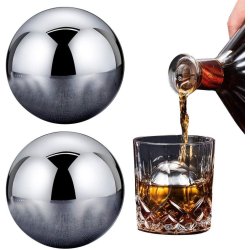 Setx2 Bolas Hielo enfriar Whiskey Ice Rocks en Acero Inoxidable