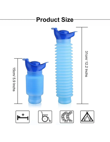 ⭐ Orinal De Emergencia Plegable 750ml Dama, Adultos, Niños