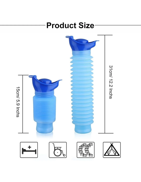 ⭐ Orinal De Emergencia Plegable 750ml Dama, Adultos, Niños