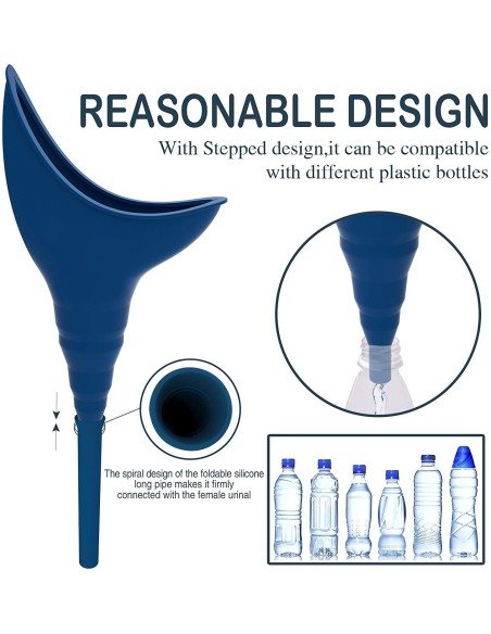 ⭐ Orinal Femenino Portátil Silicona Embudo Extensor Estuche
