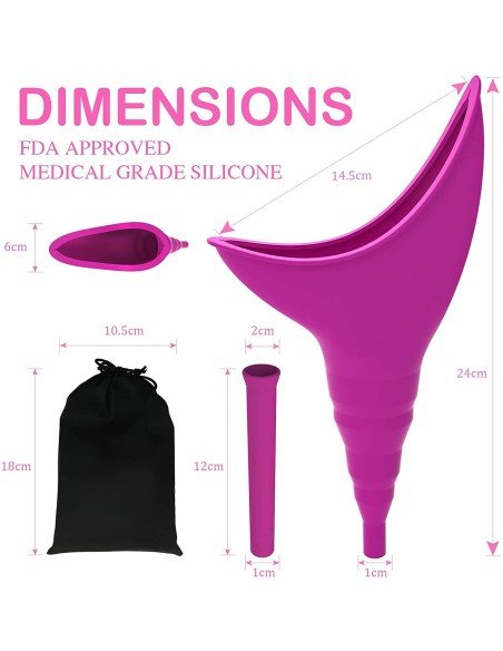 ⭐ Orinal Femenino Portátil Silicona Embudo Extensor Estuche ⭐ Orinal Femenino Portátil Silicona Embudo Extensor Estuche