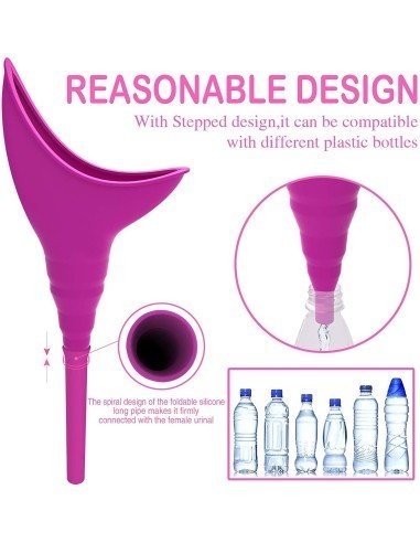 ⭐ Orinal Femenino Portátil Silicona Embudo Extensor Estuche