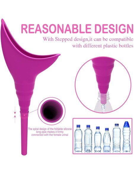 ⭐ Orinal Femenino Portátil Silicona Embudo Extensor Estuche ⭐ Orinal Femenino Portátil Silicona Embudo Extensor Estuche