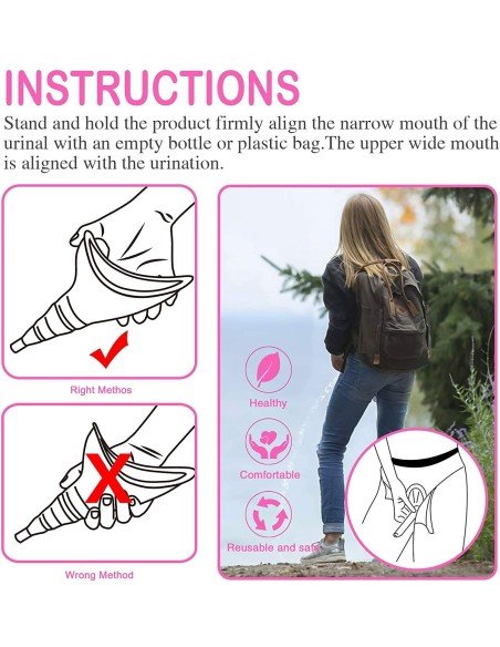 ⭐ Orinal Femenino Portátil Silicona Embudo Extensor Estuche ⭐ Orinal Femenino Portátil Silicona Embudo Extensor Estuche