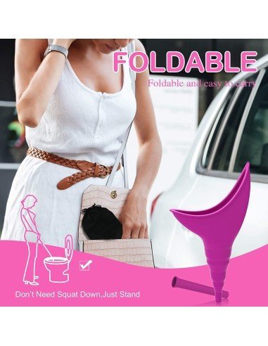 ⭐ Orinal Femenino Portátil Silicona Embudo Extensor Estuche