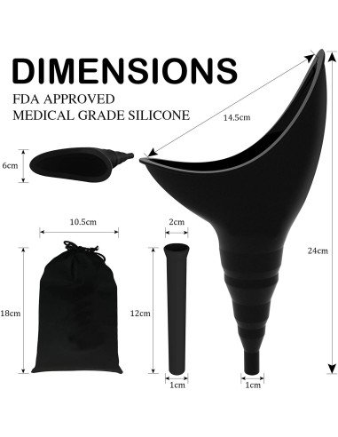 ⭐ Orinal Femenino Portátil Silicona Embudo Extensor Estuche
