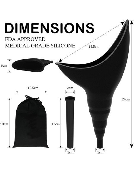 ⭐ Orinal Femenino Portátil Silicona Embudo Extensor Estuche