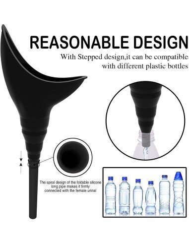 ⭐ Orinal Femenino Portátil Silicona Embudo Extensor Estuche
