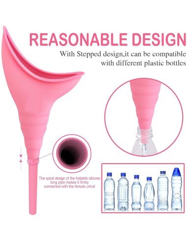 ⭐ Orinal Femenino Portátil Silicona Embudo Extensor Estuche
