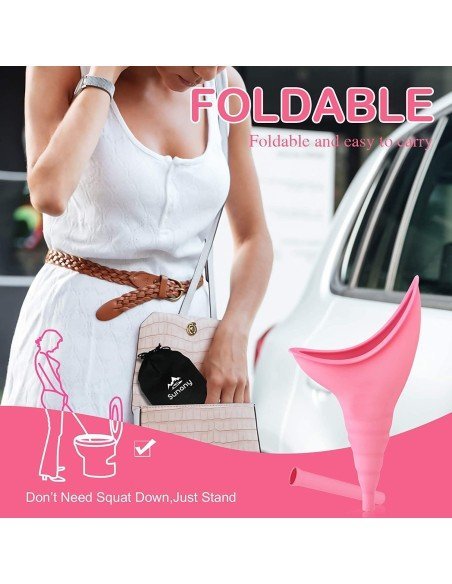 ⭐ Orinal Femenino Portátil Silicona Embudo Extensor Estuche ⭐ Orinal Femenino Portátil Silicona Embudo Extensor Estuche