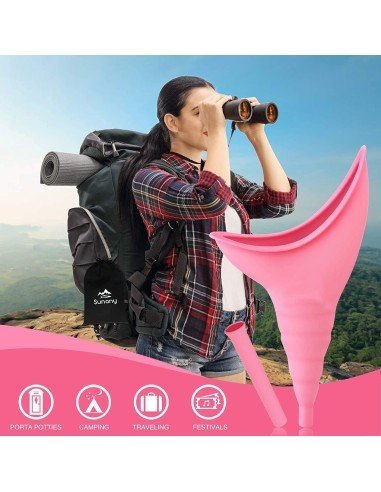 ⭐ Orinal Femenino Portátil Silicona Embudo Extensor Estuche