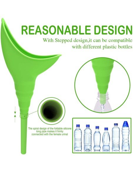 ⭐ Orinal Femenino Portátil Silicona Embudo Extensor Estuche