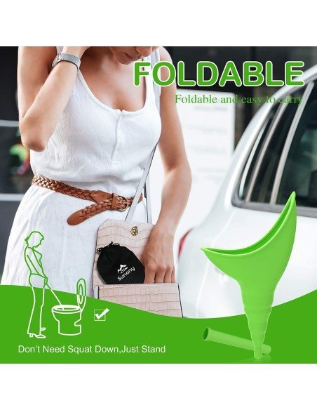 ⭐ Orinal Femenino Portátil Silicona Embudo Extensor Estuche