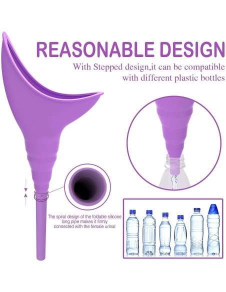 ⭐ Orinal Femenino Portátil Silicona Embudo Extensor Estuche