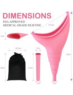 Orinal Femenino Portátil Silicona Embudo + Extensor + Estuche 2