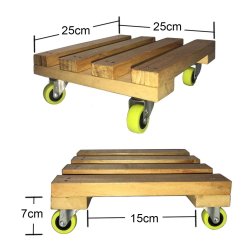 ⭐ Base con Ruedas para Matera soporte cuadrado Madera 25x25cm