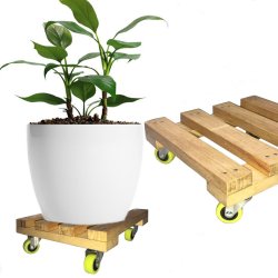 ⭐ Base con Ruedas para Matera soporte cuadrado Madera 25x25cm