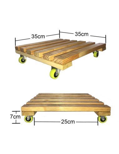 ⭐ Base con Ruedas para Matera soporte cuadrado Madera 35x35cm