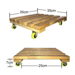 ⭐ Base con Ruedas para Matera soporte cuadrado Madera 35x35cm