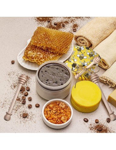 ⭐ Kit x10 Mieleros Palitos Madera cortar miel + placa + papel + yute