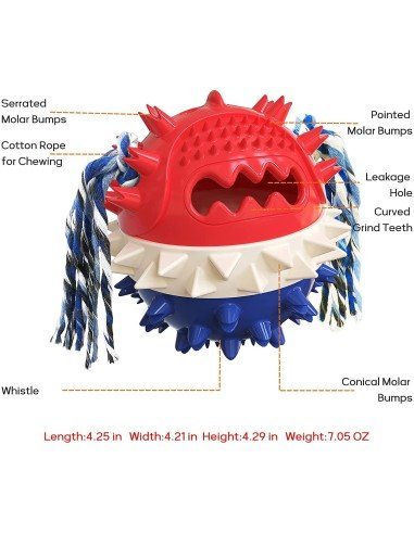 ⭐ Juguete Bola Premio Grande Interactivo Limpia dientes perro agresivo
