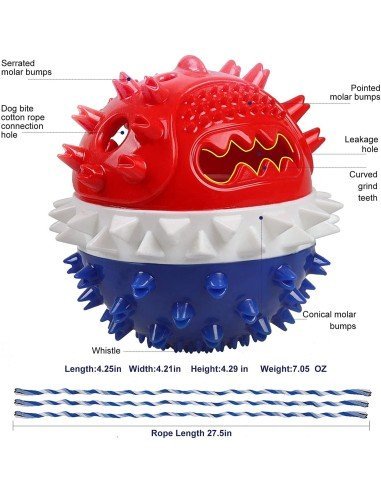 ⭐ Juguete Bola Premio Grande Interactivo Limpia dientes perro agresivo