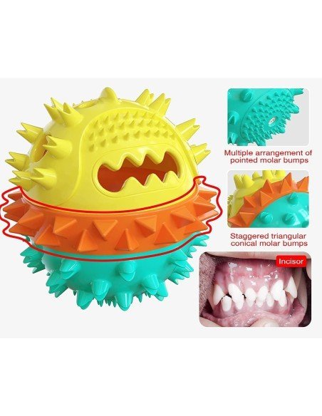 ⭐ Juguete Bola Premio Grande Interactivo Limpia dientes perro agresivo