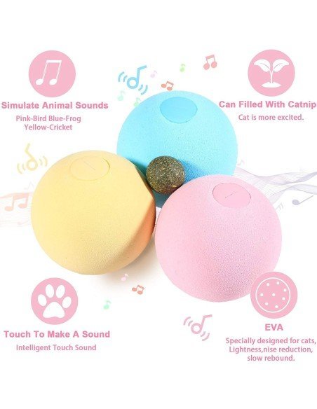 ⭐ Juguete Bolas suave interactiva con sonido Mascota Gato